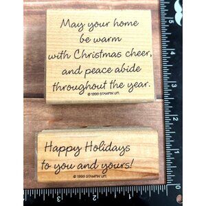 Stampin’ Up! 1998 Christmas Cheer Wood-Mounted Rubber Stamp Set Of 2